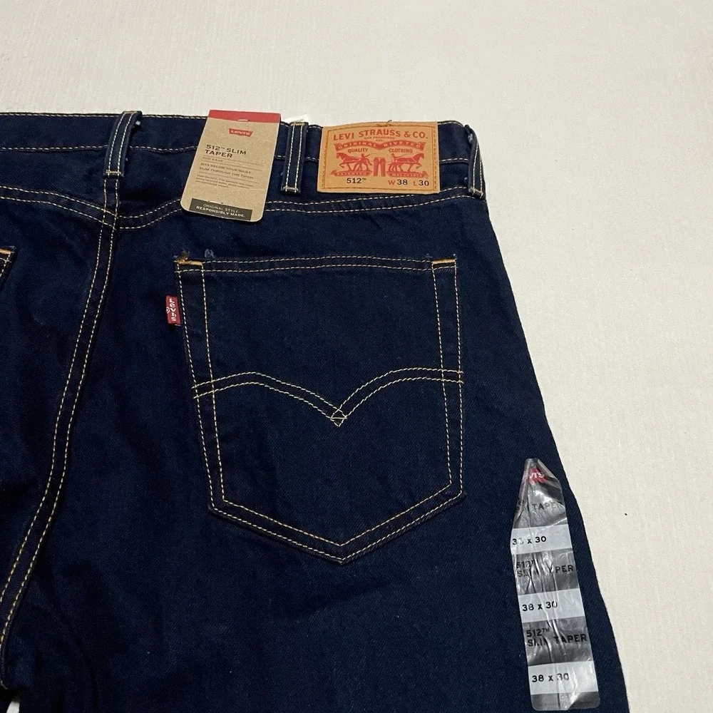 Levis 512 Slim Taper Mens Jeans 38 X 30 Blue Dark Wash Denim 28833-2242 NEW